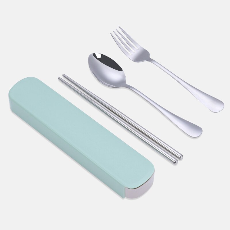 Roestvrijstalen reisservies met doos voor kinderpicknick, zilverwerk, bestek, dinerset, draagbaar servies, keukenaccessoires: 6