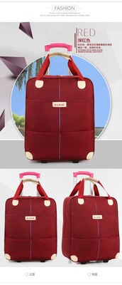 Waterproof Trolley Case 20" Portable Business Boarding Travel Bag Traveling Luggage Bags with Wheels Suitcases Rolling Luggage: Red wine