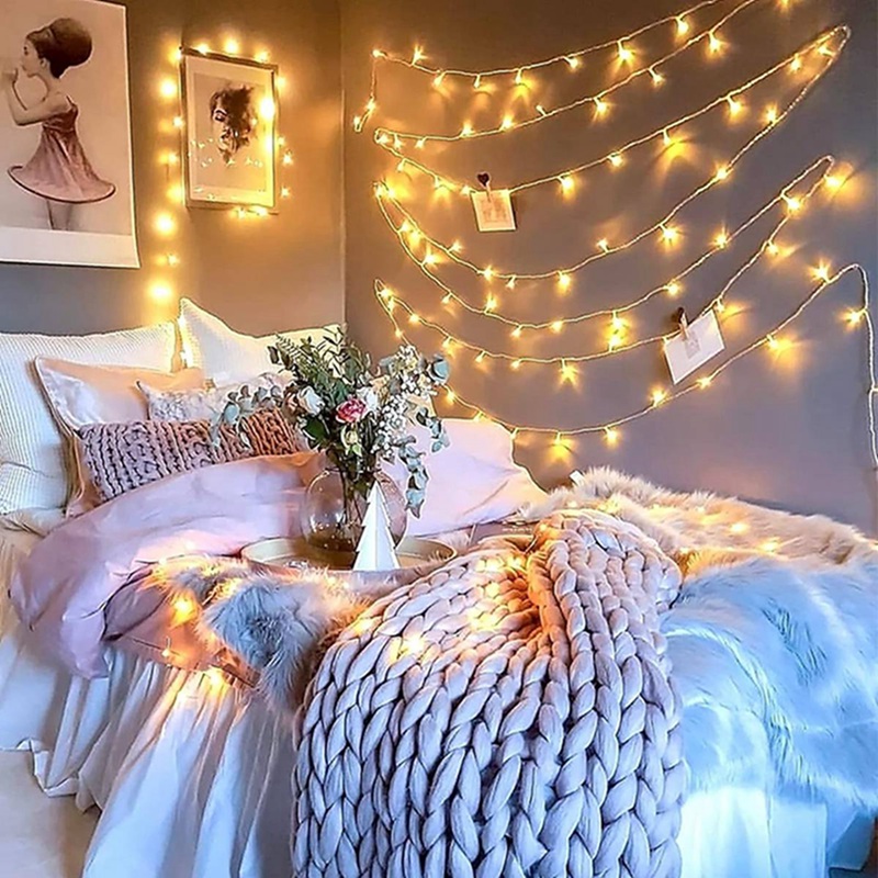 1 paquete de 10/20/40/80 luces Led con batería, guirnaldas de luces impermeables para dormitorio, jardín, , decoraciones para árboles de Navidad