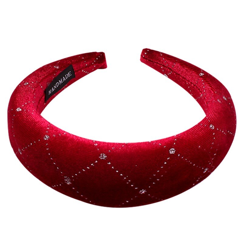 Candy Color Padded Wide Sponge Headband Glitter Velvet Hair Hoop Party Stretchy Thick Hairband Ladies Bezel Headpiece: 9