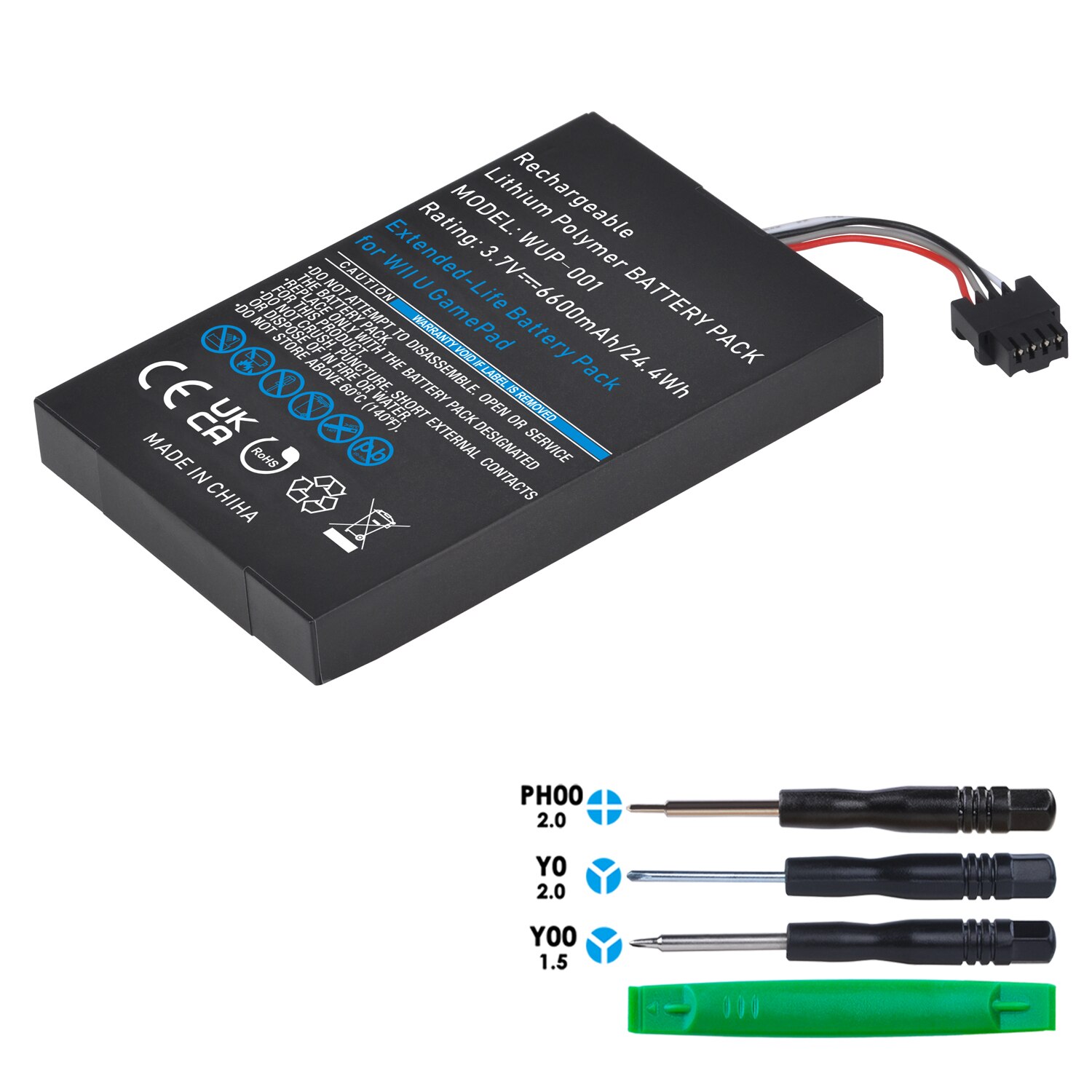 6600mAh High Capacity Battery for Nintendo Wii U Gamepad Rechargeable Long Lasting Battery, Fix Dead Power Issue: 1 battery