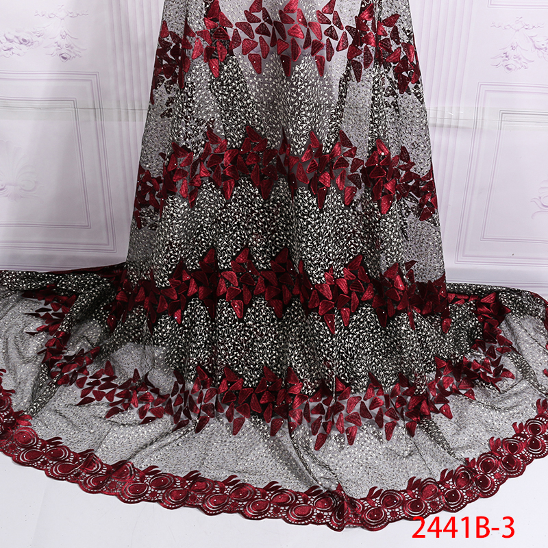 Afrikansk fransk blondestof blonde pink blondestof, nigerianske tyl blonder stof med sten til kjole  ks2441b-1