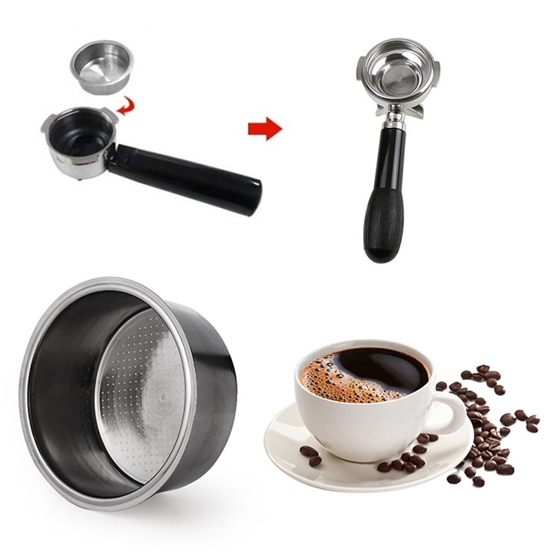 1Stck Kaffee Filter Tasse 51mm Nicht Unter Druck Filter Korb Mit Löffel Pinsel wiederverwendbar Nachfüllbare Kaffee Küche Zubehör