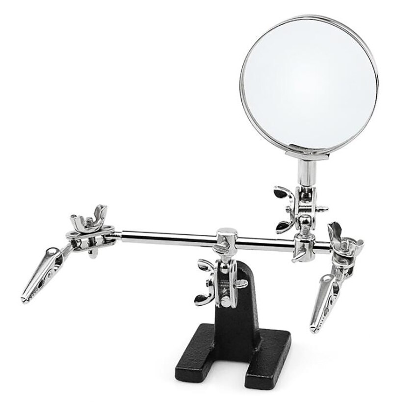 60mm Helping Hands Magnifier Glass Stand with Alligator Clips – 5X Magnifying Lens for Soldering, Crafting & Inspecting