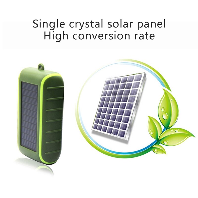 Multifunctional Solar Power Bank 6000 MAh Hand Crank Powered Double USB Outdoors Solar Charger with LED Flashlight