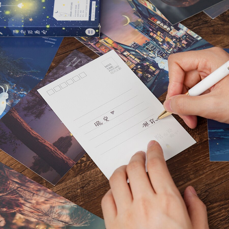 30 Pz/scatola Luminoso Cartolina Buonanotte Cartolina Vintage ▾ retrò di Stile di Scrittura Creativa di Auguri Cartoline Regalo di SG0350