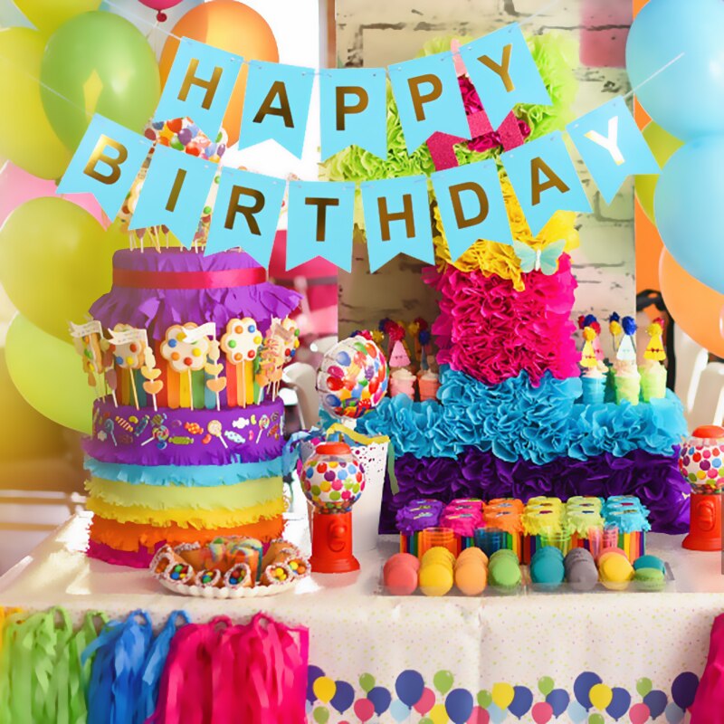 Novo feliz aniversário banner bunting bandeira decoração de festa crianças decoração ornamento do bebê colorido menina menino partis suprimentos