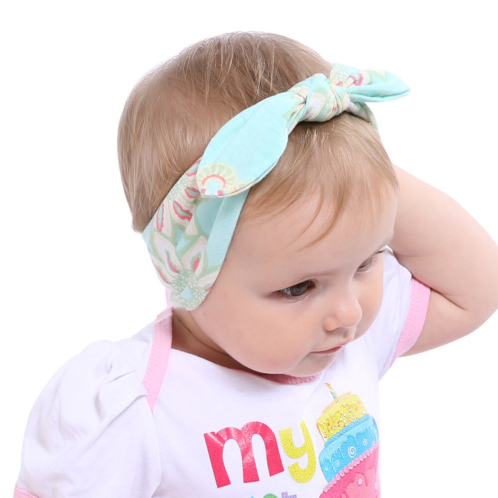 baby girl headband Infant hair turban cloth Tie bow newborn Headwear tiara headwrap Toddler bandage Ribbon rabbit bunny ear