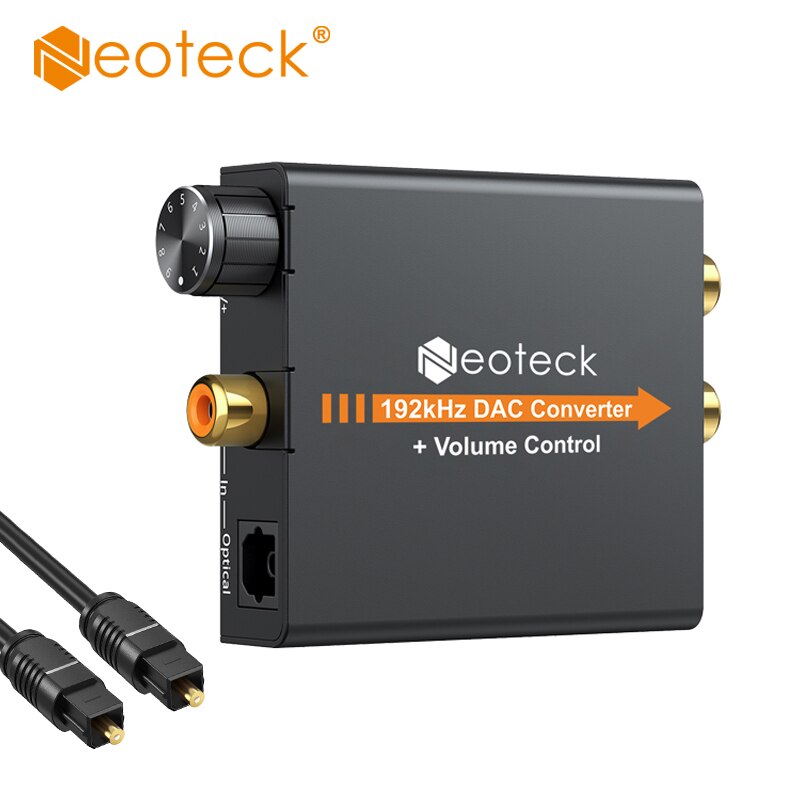 Neoteck Dac 192Khz Digitaal Naar Analoog Optische Coaxiale Naar Rca 3.5Mm Jack Audio Converter Met Volumeknop voor Versterker