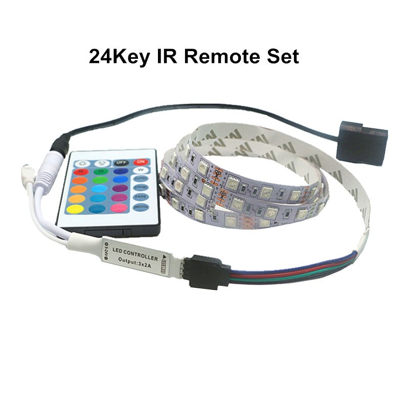 Magnetic RGB LED Strip Light Full Kit for PC Computer Case, SATA power supply interface,Fixed by Magnet,Remote Control Color: With 24key Remote / Waterproof / 2m 120leds