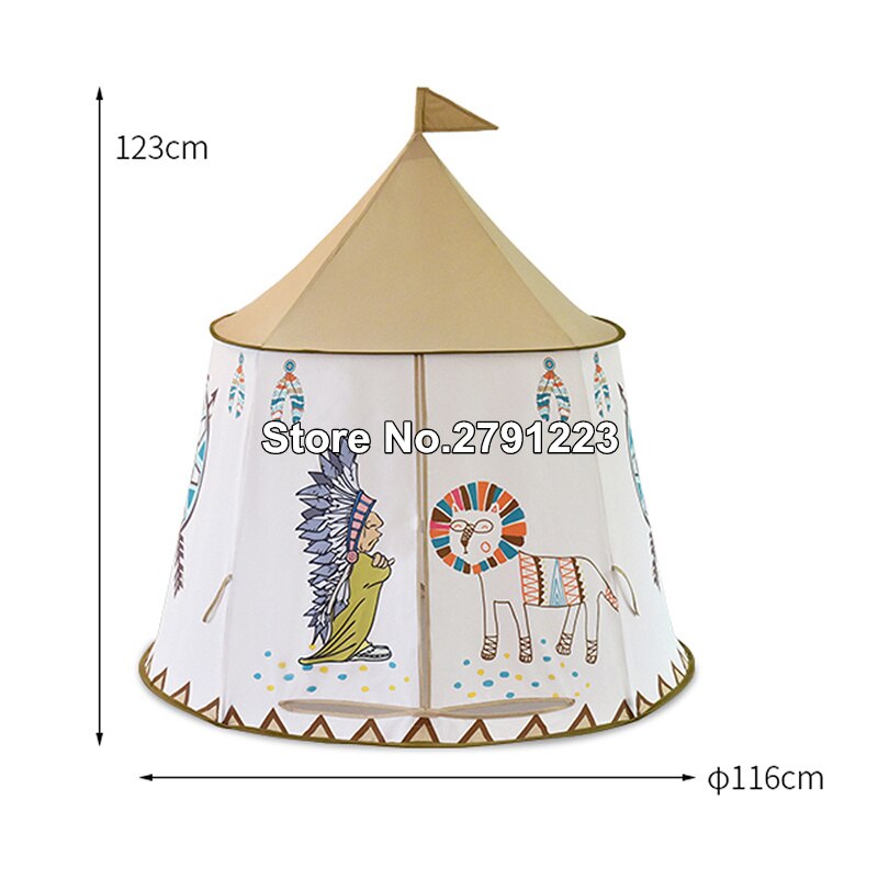 Yard Kid Tent House Portable Princess Castle 123*116cm Hang Flag Children Teepee Tent Play Tent Birthday Christmas