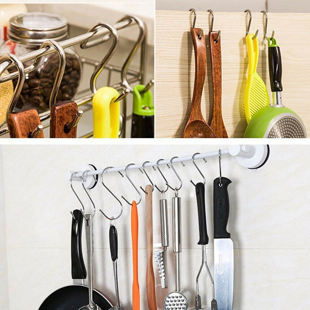 5 uds en forma de S ganchos de acero inoxidable de alambre de hierro de cierre por herramienta colgadores de utensilios perchero para la puerta de cocina de la casa