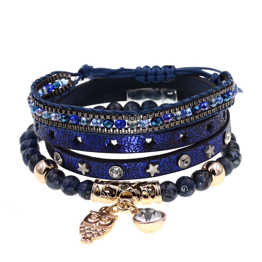 WELLMORE 3 pcs pulseiras composto modo perla braceletes de couro menina pulseiras charme pulseiras para as mulheres por atacado