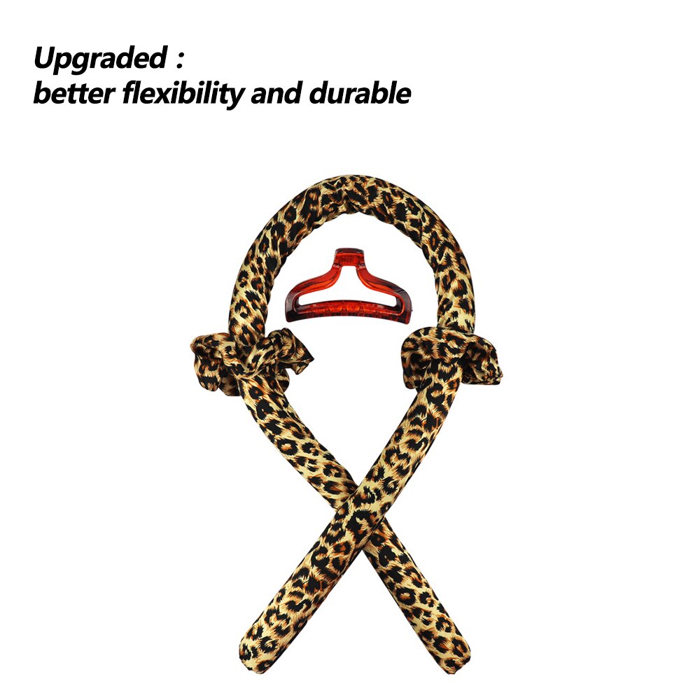 Wysokiej jakości jedwab pianka Curling Rod z klipsem miękka opaska nieopalany loki spania wstążka wałki do włosów narzędzia do stylizacji włosów DIY: Upgrade Leopard