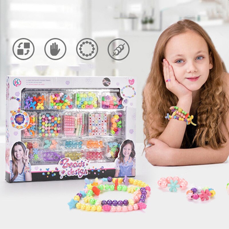 Diy Handgemaakte Kralen Speelgoed Voor Meisjes Pop Kralen Maken Ketting Armband Hoofdband Kit Met Accessoire Art Ambachten Educatief Speelgoed