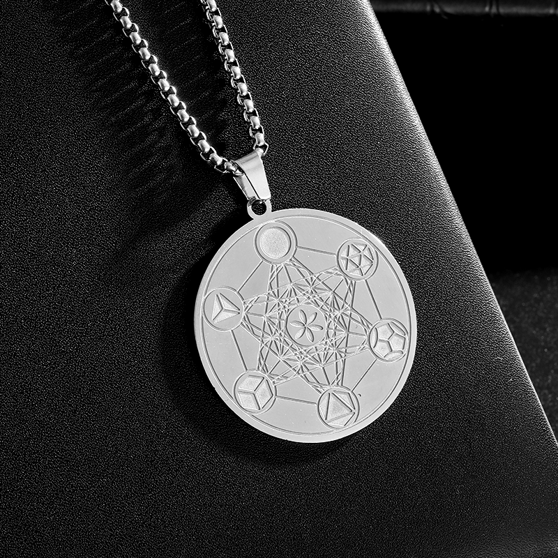 Collar con colgante de pentagrama de brujería misteriosa de acero inoxidable, amuleto de pentagrama con sello de salmón, joyería