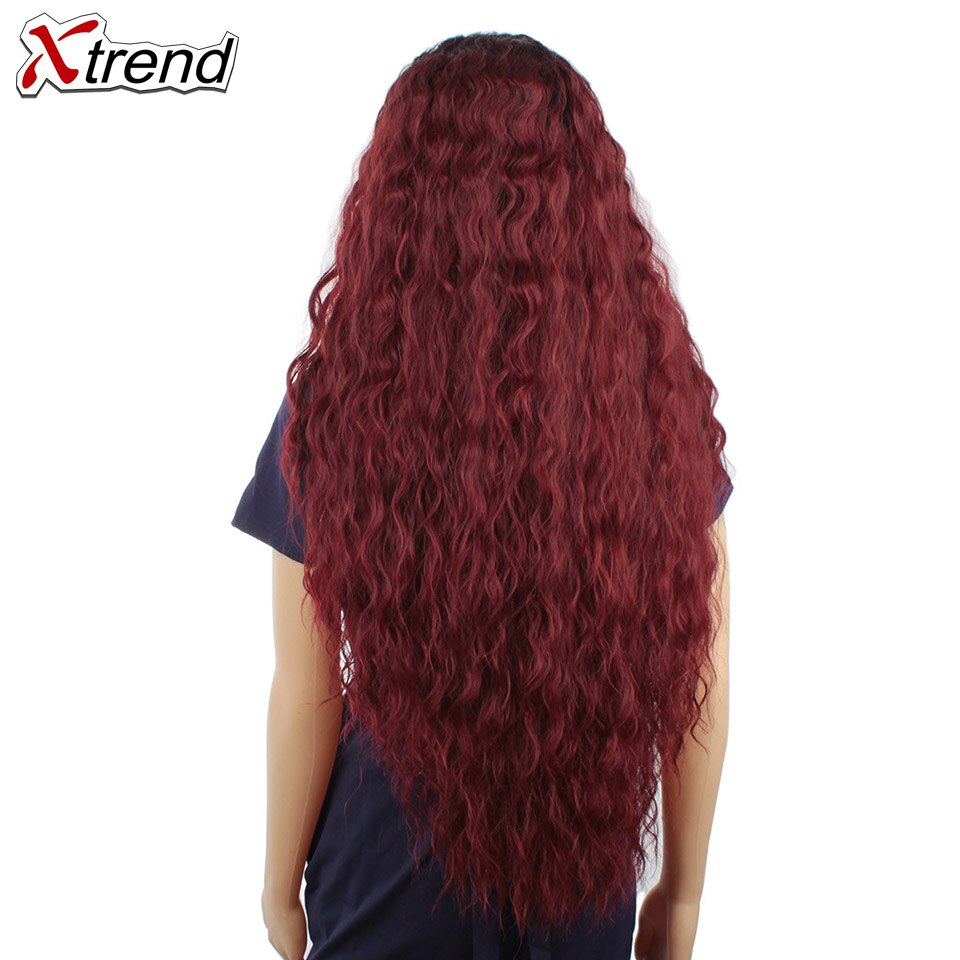 Xtrend cabelo longo encaracolado peruca para mulheres perucas sintéticas preto loira peruca 30 polegada tamanho médio perruque