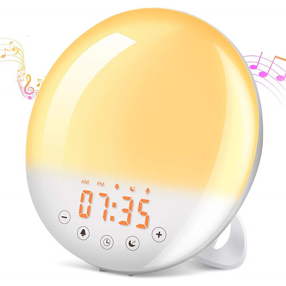 Smart Wake Up Light Workday Alarm Clock With Sounds Snooze Function Sunrise Sunset Simulation With Digital Time DIsplay Light