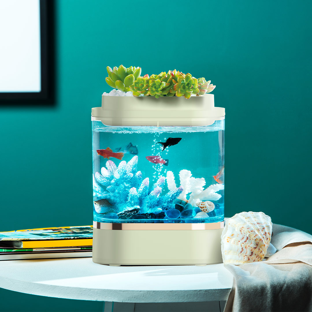 Xiaomi-Mini pecera perezosa PRO, varios LED deslumbrantes, bajo ruido, filtro doble, partible, carga USB, acuario para casa y oficina