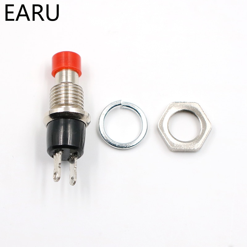 10Pcs Mini Micro DIY 7mm Thread 2 Pins Momentary Push Button Switch Red Black White Blue Yellow Green Lockless Self-rest ON/OFF