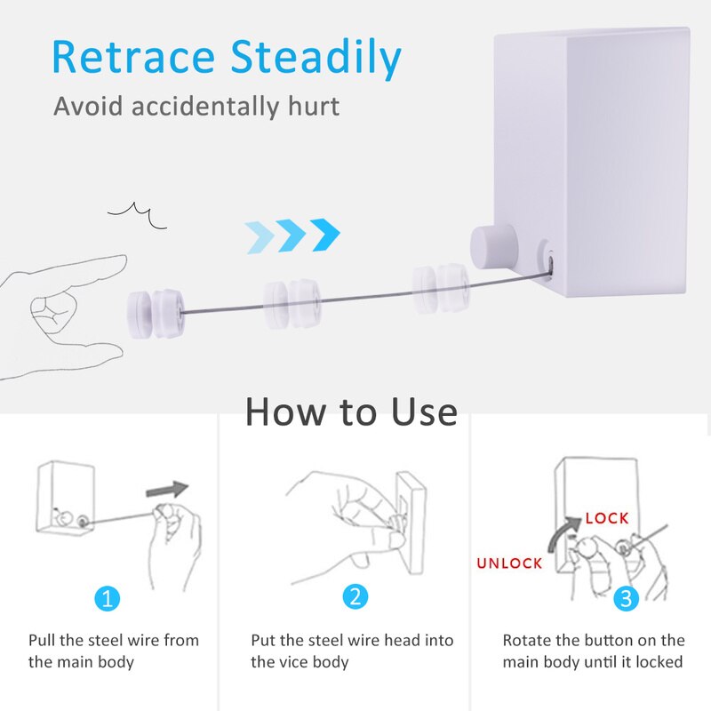 Retractable Clothesline Indoor Outdoor Invisible Free Punching Wall Hanging Balcony Bathroom Shrinking Clothes Drying Rack Rope