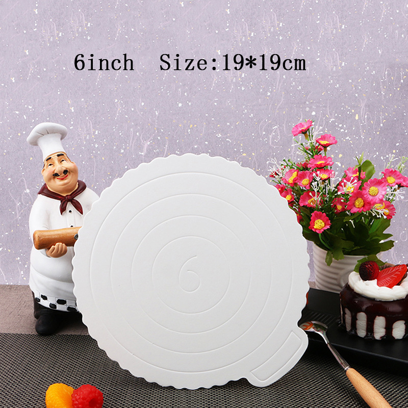6 zoll 5 stücke Weiß Mousse Matte Boden Platz Kuchen Boards Runde Dessert Kuchen Display Tray Kuchen Keks Dekoration Boden kuchen Shop