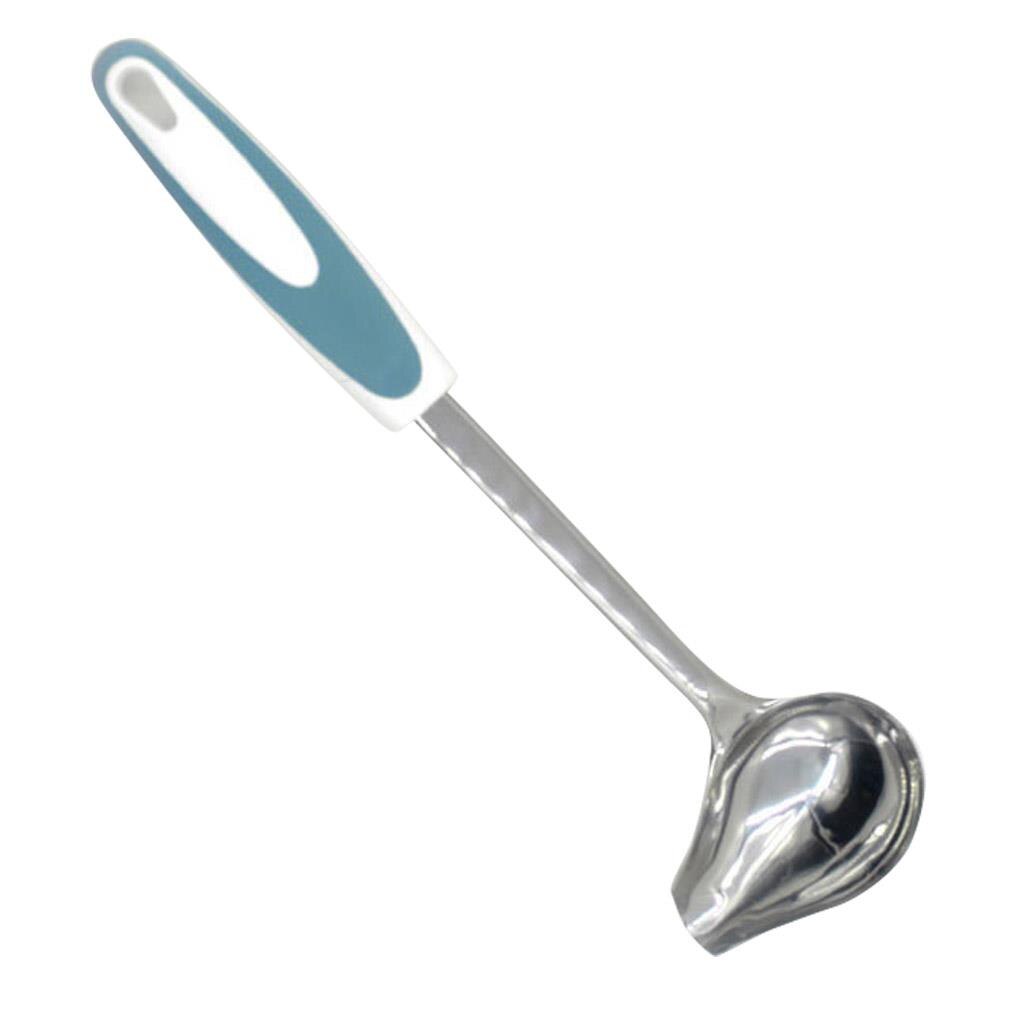 Mint Sauce Long Soup Ladle with Spout Stainless Steel Kitchen Serving Salad Dressing Gravy Spoon