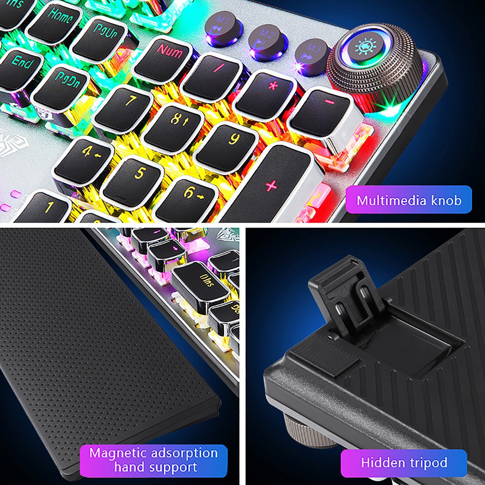Teclado mecánico Steampunk para videojuegos, periféricos de ordenador con Panel de Metal, redondos, Retro, retroiluminado, con cable, para ordenador de escritorio y portátil