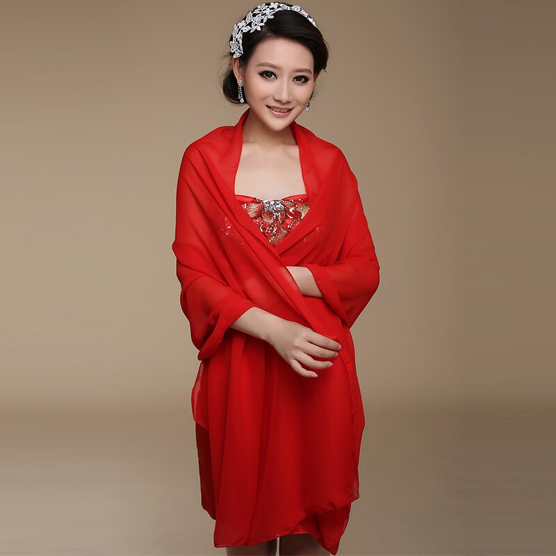 Chaqueta de boda barata de talla grande para mujer, 200cm x 75cm, chal de gasa, Bolero, para boda, noche, baile de graduación,