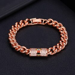 Accking Micro pave chain AAA cubic zircon bracelet ring bangle copper multicolor for women Jewelry: ROSE GOLD bracelet