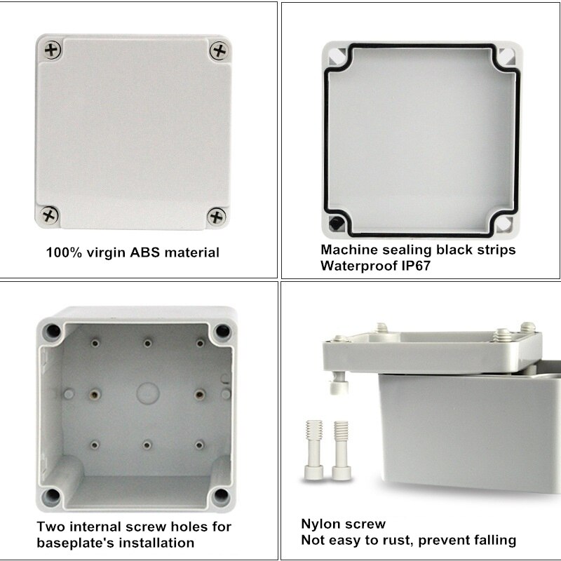 Waterproof Junction Box ABS Electronic Project Instrument Case Electrical Outdoor IP67 Project Box Plastic Enclosures Housing