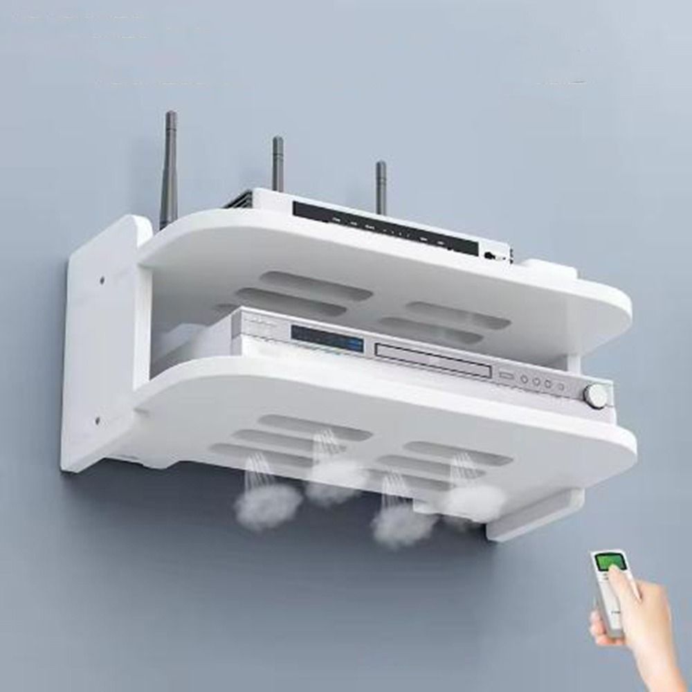Wandmontiertes Router-Regal aus Kunststoff, 2/3 Schichten, Stark belastbar, 2-lagiges Wandregal, platzsparender WLAN-Router-Aufbewahrungshalter