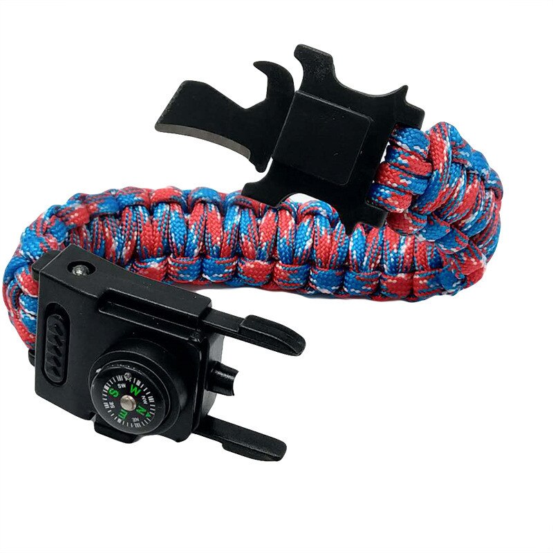 Ulkona osoitin kompassi paracord 550 tacitcal camo rannekoru kiipeily hätäranneke matkailu rannekello tyyppinen rannekoru: Sateenkaari