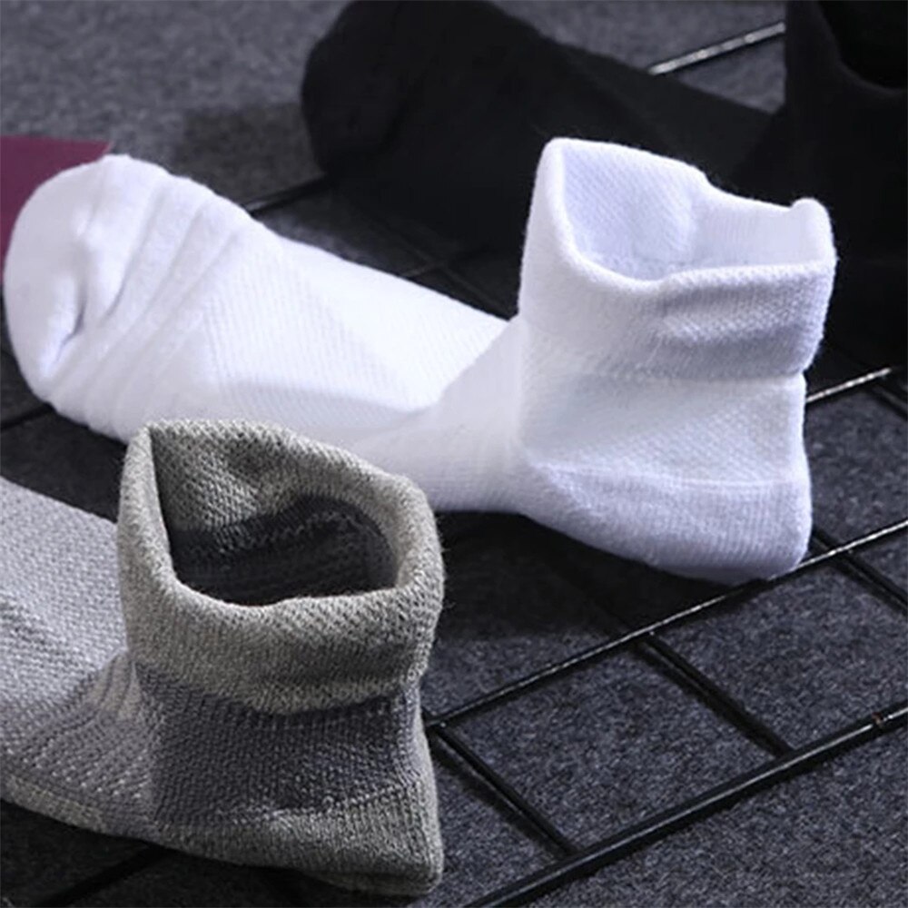 Ademende Sport Korte Sokken Effen Kleur Dikker Mannen Running Voetbal Basketbal Sokken Elastische Sport Socki Mannelijke Katoenen Sokken