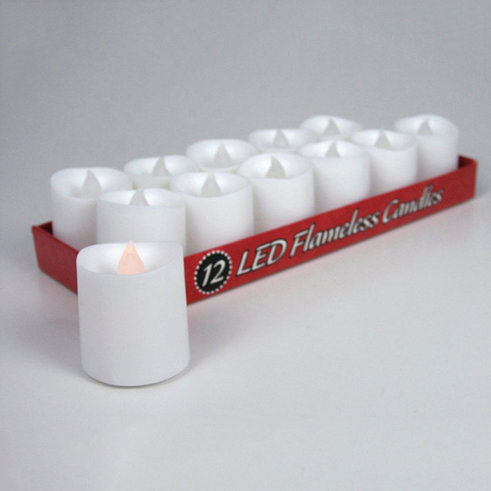 12 stk flammefri led stearinlys flimmer lys lampe dekoration elektrisk batteridrevne stearinlys gult fyrfadslys fest bryllup stearinlys