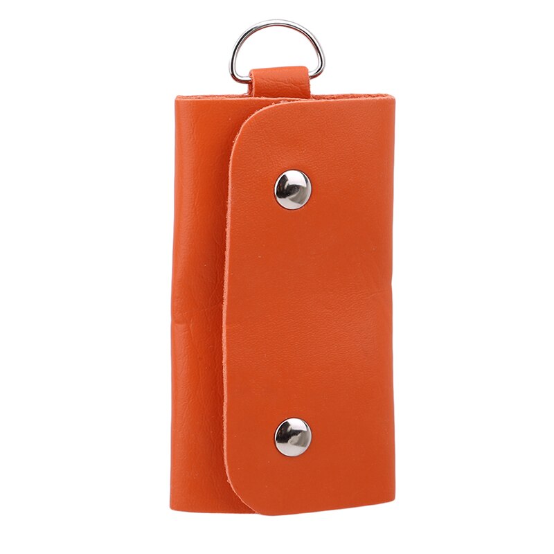 Pu Lederen Huishoudster Sleutel Houders Auto Sleutelhanger Sleutel Portemonnee Ring Sleutels Tas Case Cover Leather Key Houder Sleutelhanger Voor Vrouwen mannen: Orange