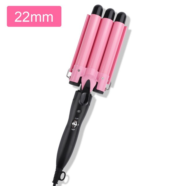 3 Barrel Curling Iron Wand Temperature Adjustable 5 Size Perm Splint Ceramic Triple Barrels Hair Waver Portable Hair Iron Curler: 22mm / AU