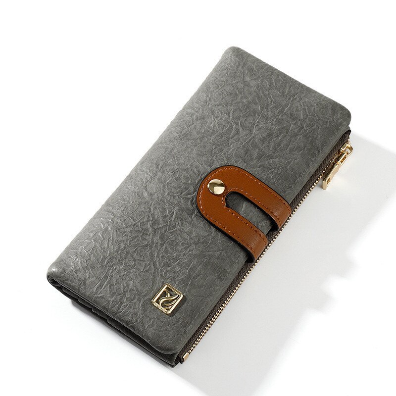 LISM Wallet Women's Long Casual Multifunction Mobile Wallet Multi Card Holder Large Capacity Women Clutch: gray