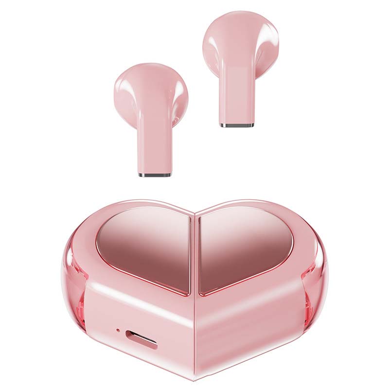Rotatable Bluetooth Earphones, Love TWS 5.3 Wireless Earphones, Deformation Earphones: Pink