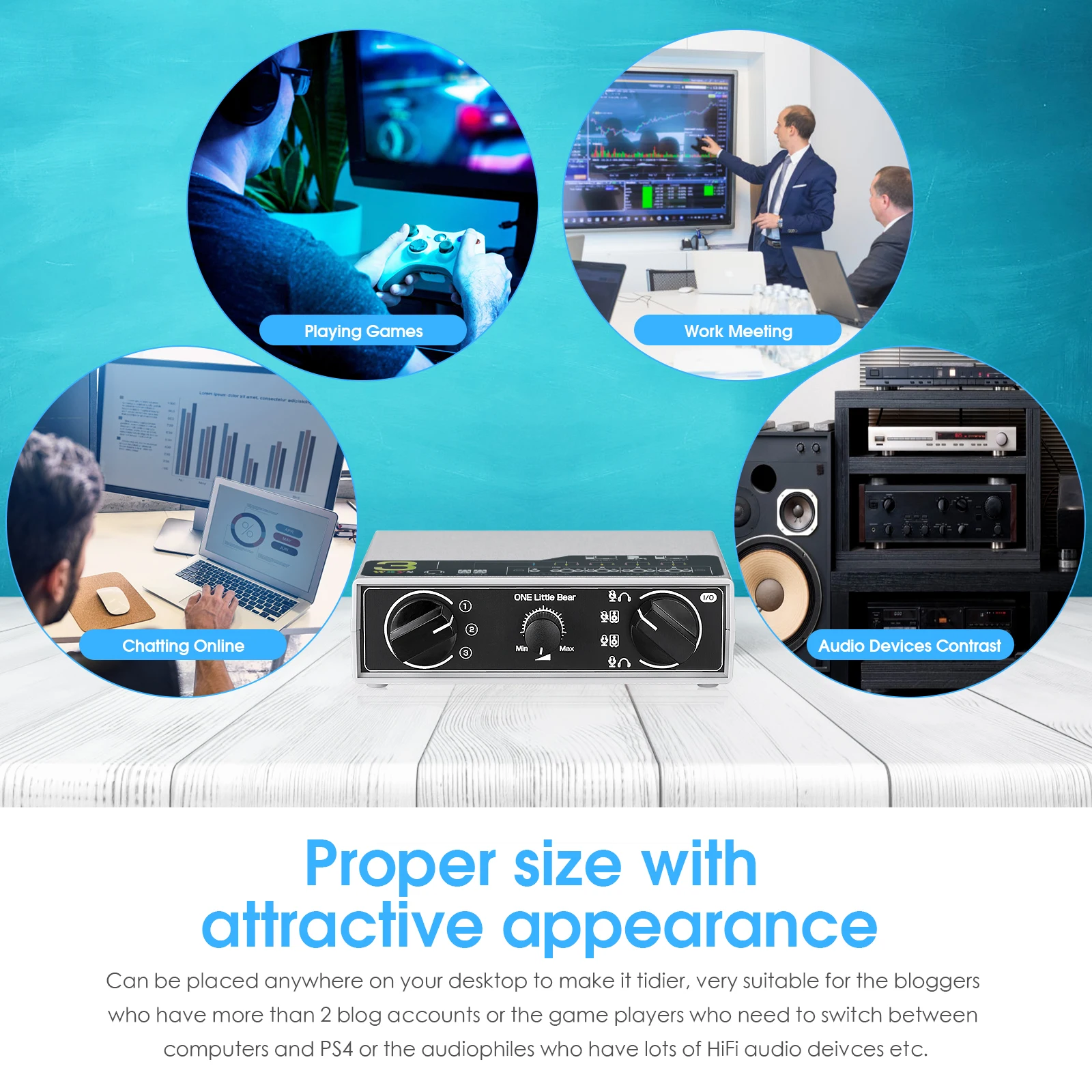 Douk Audio Mini Microphone Headset / Speaker Switcher Box Selector Analog Audio Jack Splitter for Headphones