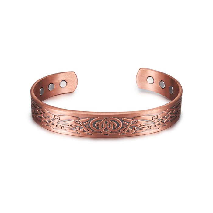 Viking Pure Copper Bracelet Men Adjustable Cuff Energy Magnetic Bracelet Benefits Wristband Hard Health Man Bracelet Knot Metal: CB006 12MM
