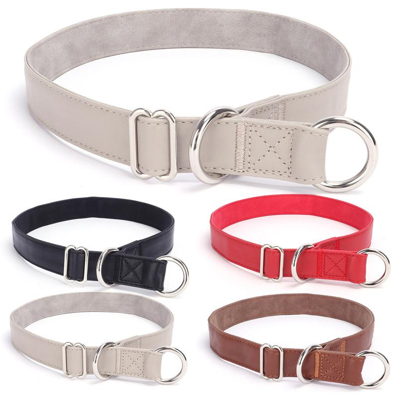 Collar antideslizante de cuero PU para perro, cadena de estrangulamiento para entrenamiento de perros, súper suave, duradero y fuerte, adecuado para caminar