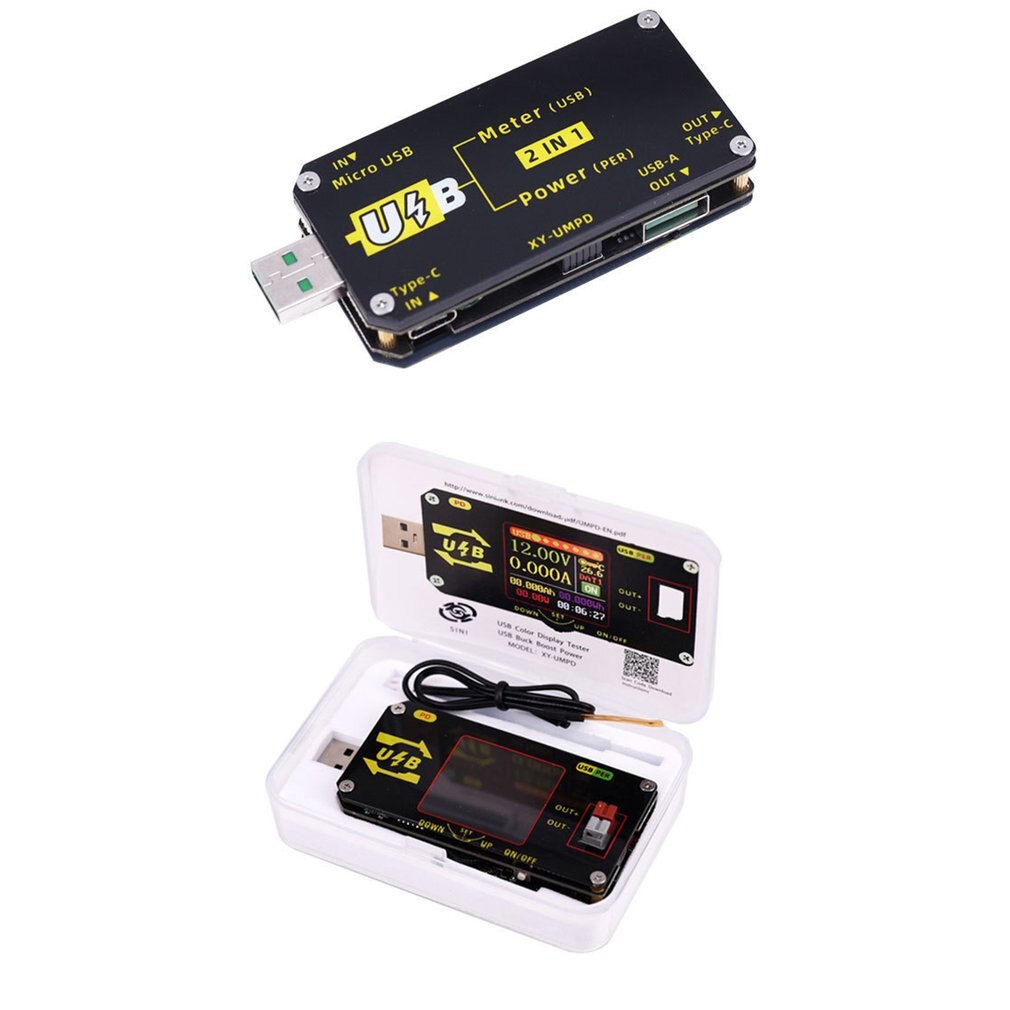 Testeur De Courant Testeur Usb C, Testeur Usb 2 En 1 Type C Écran Couleur Multimètre Usb Voltmetre Amperemetre