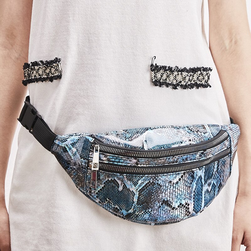 Frauen Taille Taschen Reise Gürtel Brust Telefon Taille Packungen Serpentin Weiblichen miserabel Tasche Doppel-reißverschluss Große Kapazität Heuptas: blau