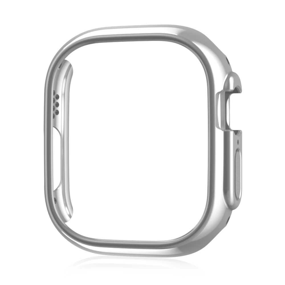 For Apple Watch 45mm 41mm 38mm 42mm 40mm 44mm Plated Skeleton Cover Hard PC Bumper Case Frame for iWatch SE 8 7 6 5 4 3 2 1 Case: silver / 7 Inches & Above