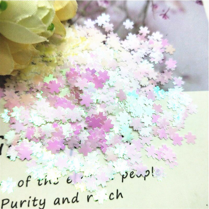 Ultradunne Bloem Pailletten 5mm Roze Kersenbloesems Vorm Losse Pailletten HUISDIER Pailetten voor Nails Art Manicure DIY Bruiloft Confetti: AB white 10g