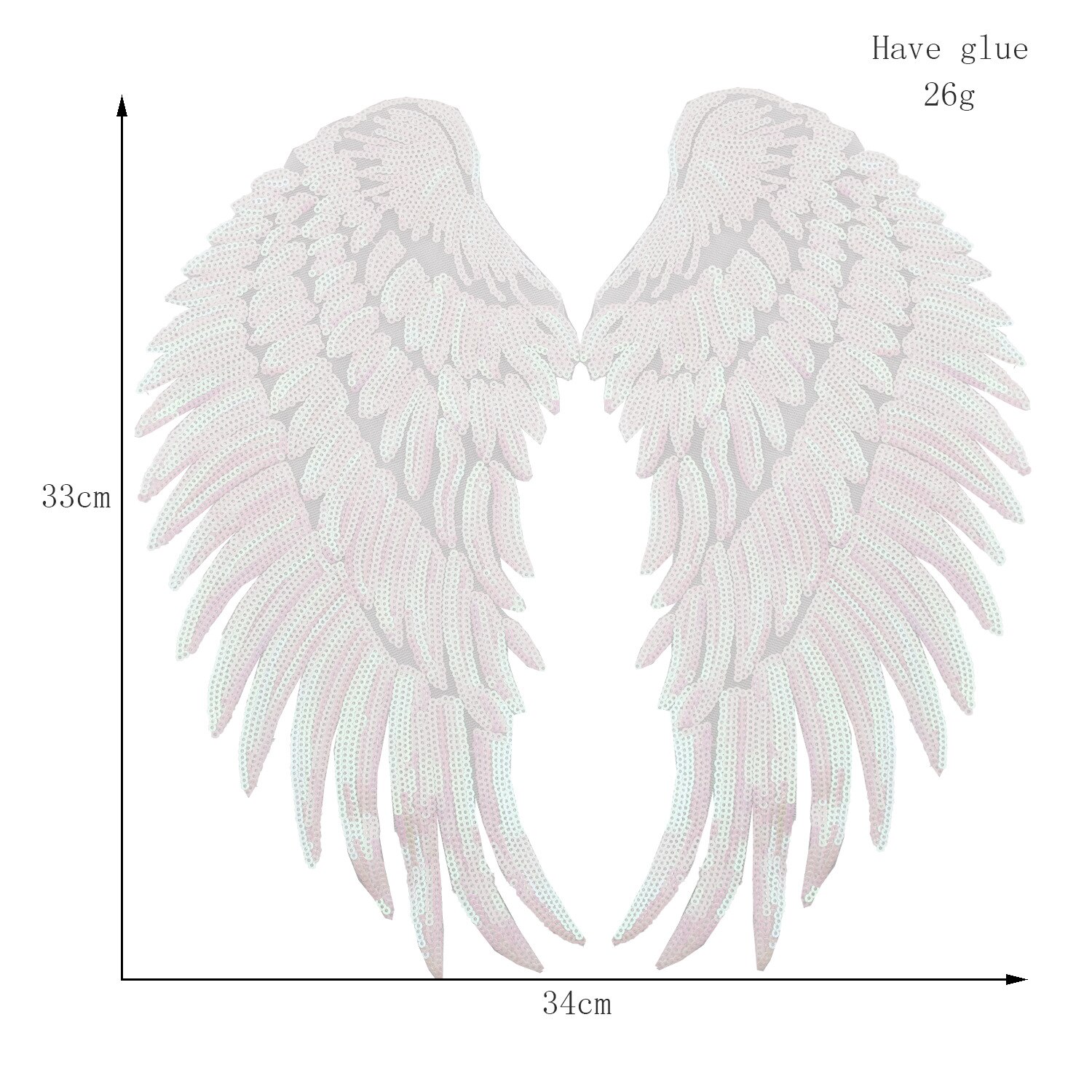 2pcs Angel wing Patches for Clothing Big Patches for Clothing Large Patch Sequin Patch Diy Patch Sequin Applique Iron On