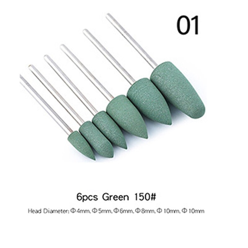 6 st/set silikon polerhuvud nagelpolering polering exfolierande manikyr maskin polerhuvud silikonborr: 01