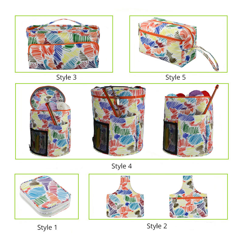 5 arten gestreifte häkeltasche, leere stricktasche für stricknadeln und häkelnadeln, nähwerkzeuge, garnaufbewahrungstasche