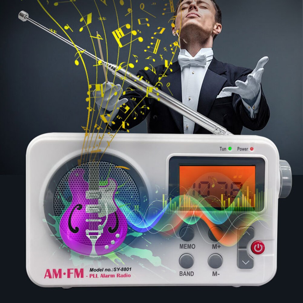 Portable Retro Radio 2 Bands HD LCD Screen Mono Channel Digital Radio for Indoor Outdoor Audio Device